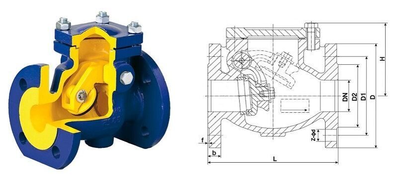 Поворотный обратный клапан чертеж